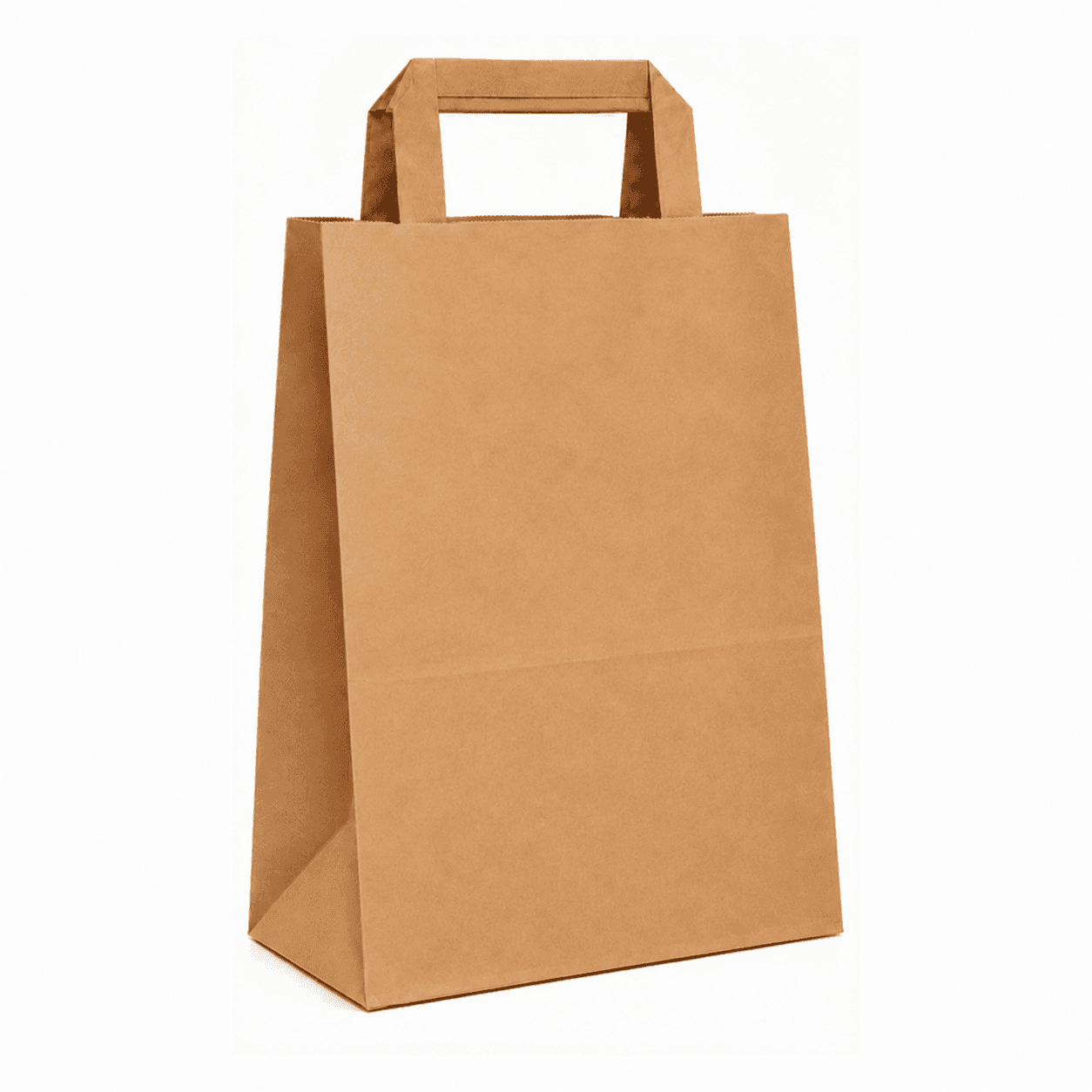 Hnedá papierová taška s plochým papierovým uchom – 22x10x28cm · bez potlače