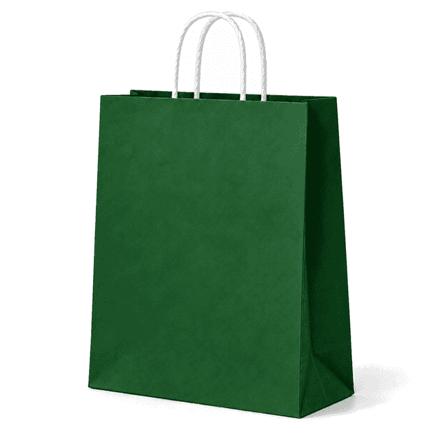 Farebná papierová taška – 24x10x34cm · Tmavozelená