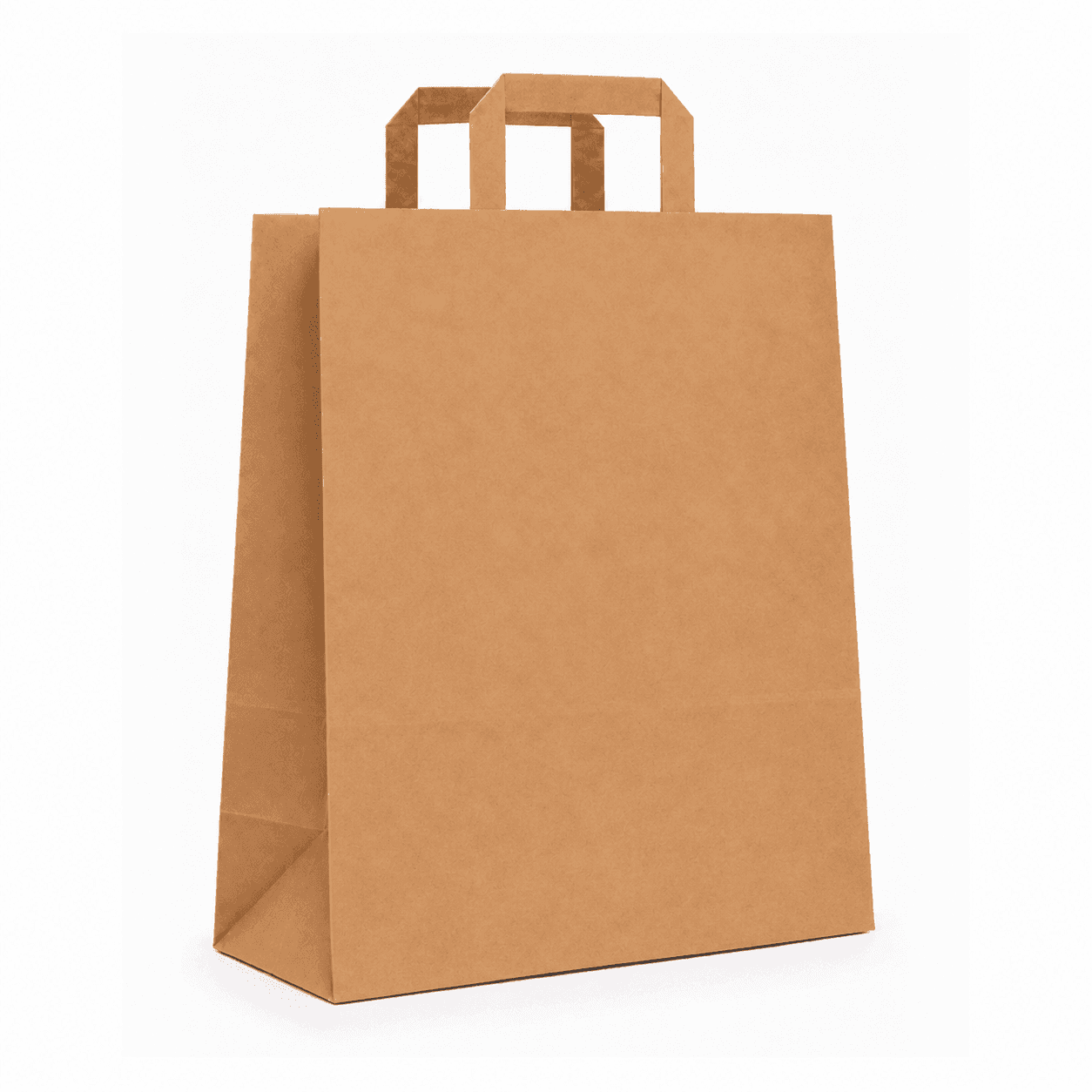 Hnedá papierová taška s plochým papierovým uchom – 32x16x44cm · bez potlače