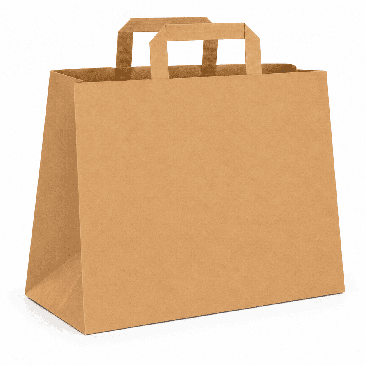 Hnedá papierová taška s plochým papierovým uchom – 32x16x27cm · bez potlače