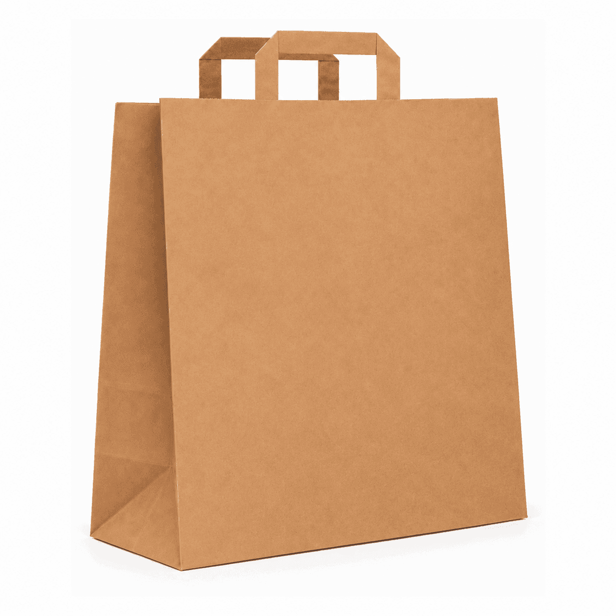 Hnedá papierová taška s plochým papierovým uchom – 40x16x45cm · bez potlače