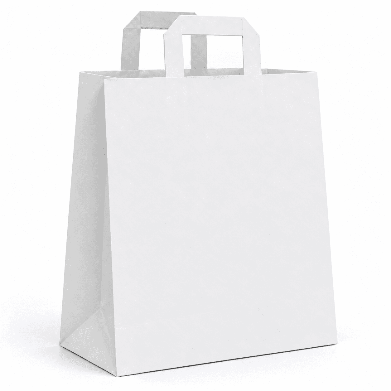 Biela papierová taška s plochým papierovým uchom – 20x10x28cm