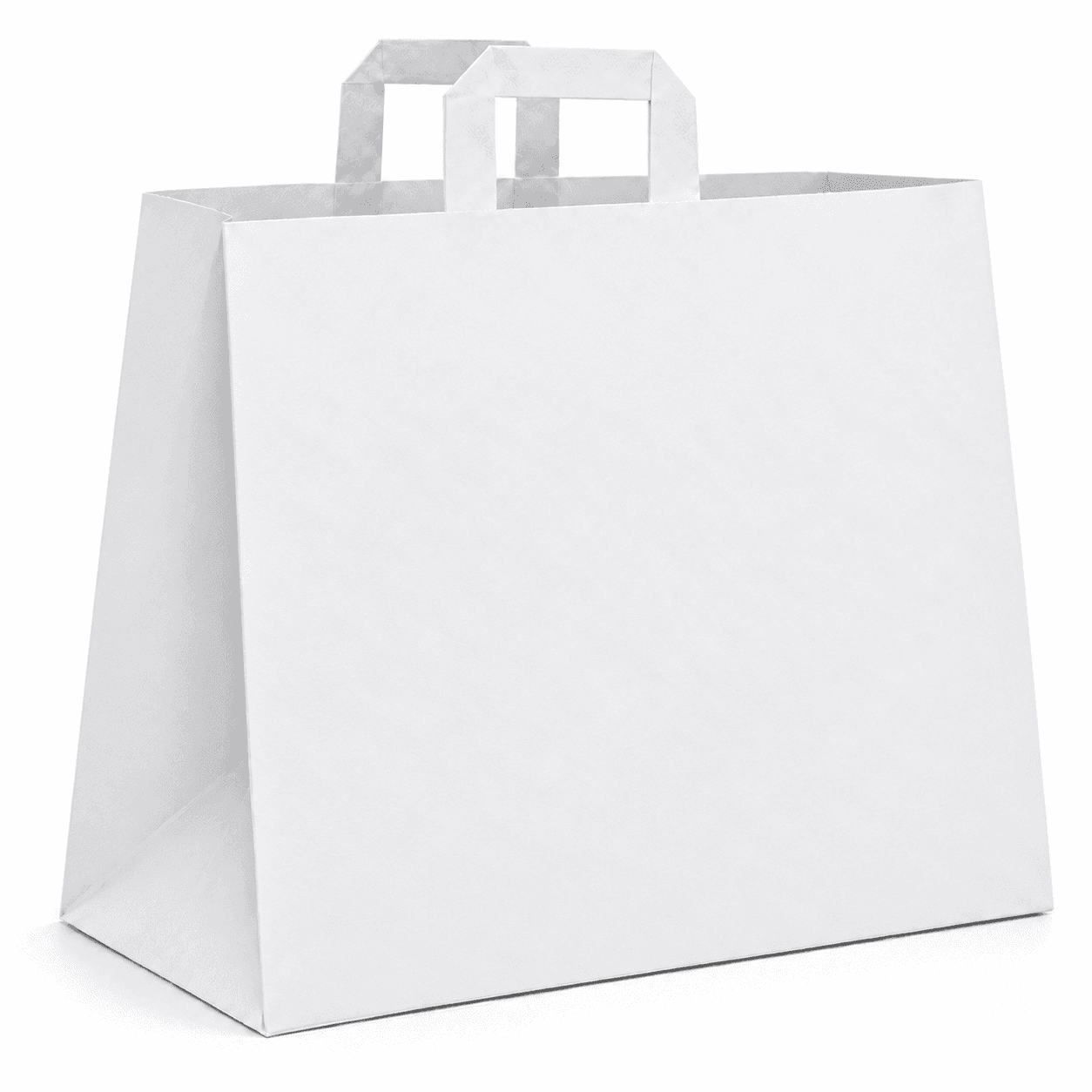 Biela papierová taška s plochým papierovým uchom – 22x10x28cm