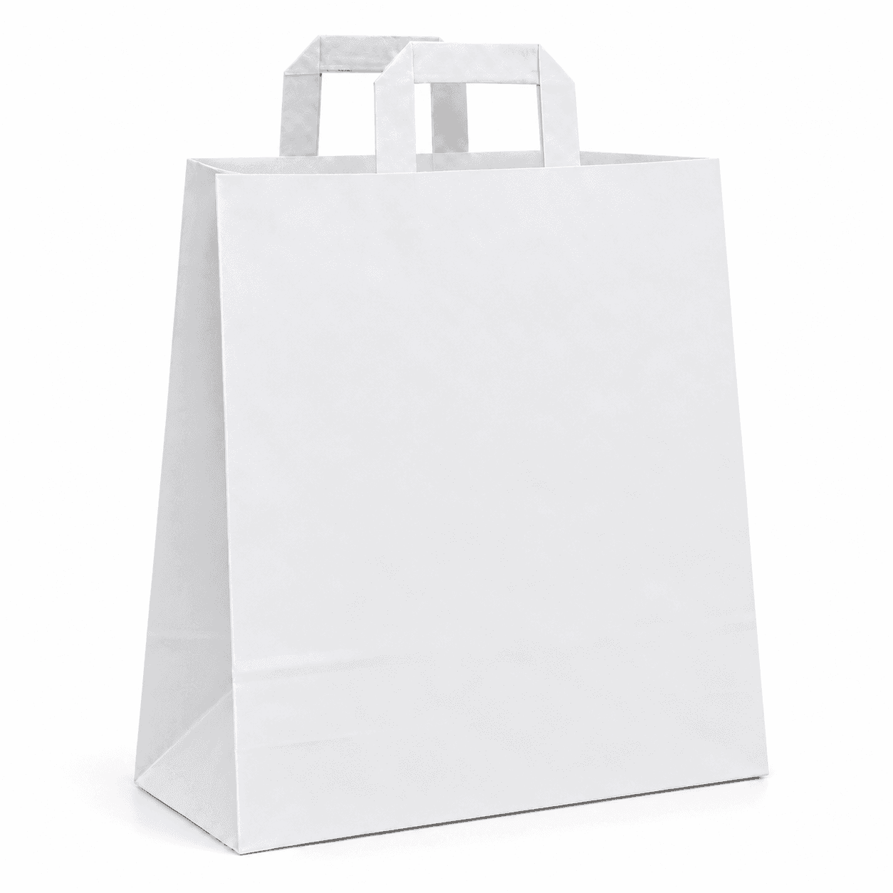 Biela papierová taška s plochým papierovým uchom – 22x10,5x36cm