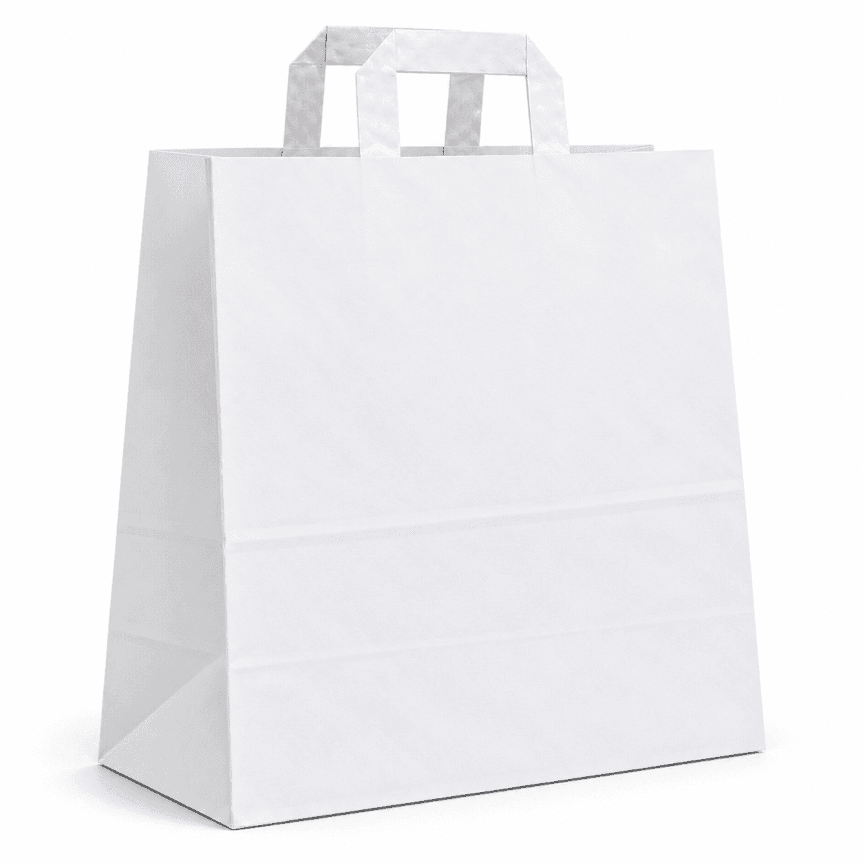 Biela papierová taška s plochým papierovým uchom – 26x14x32cm