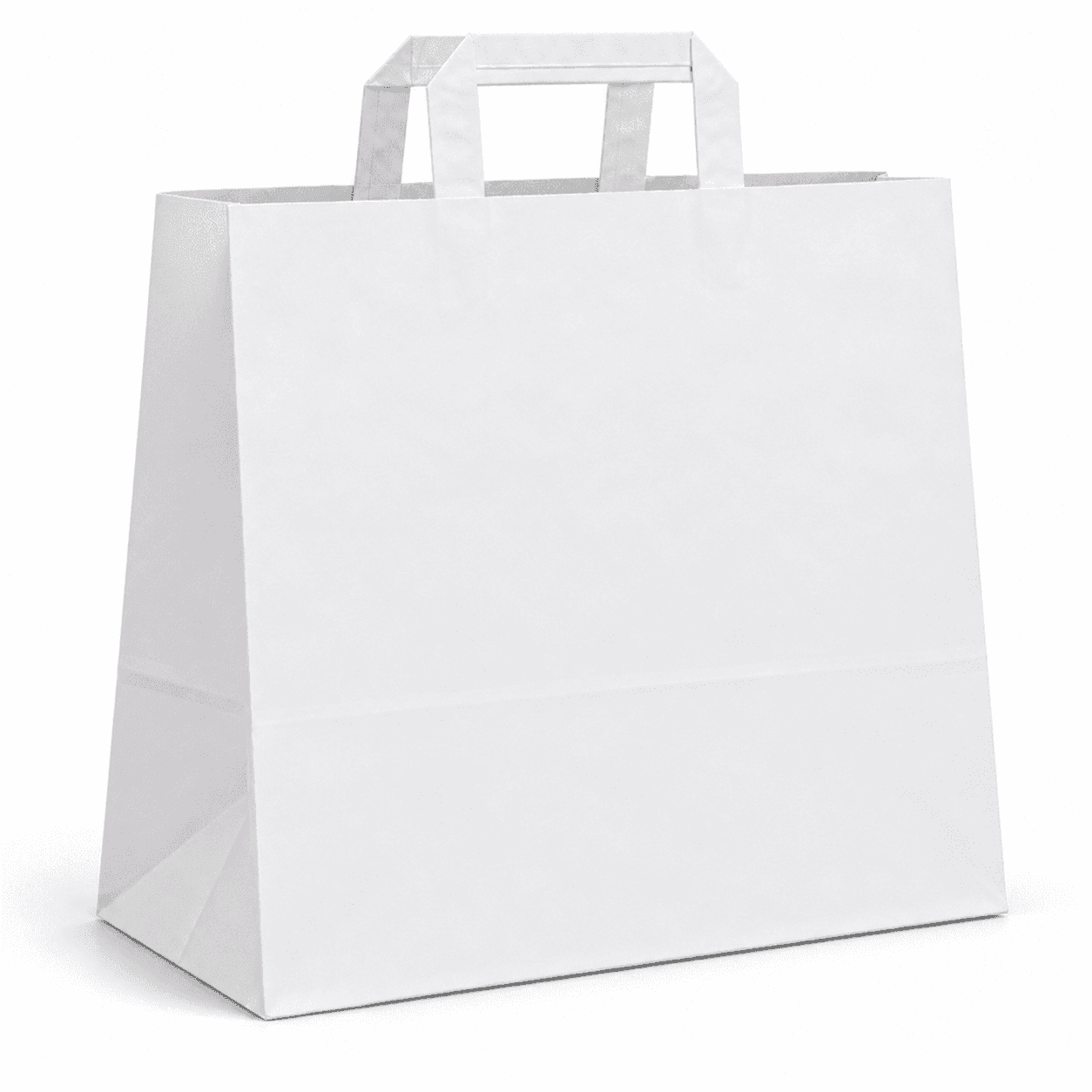 Biela papierová taška s plochým papierovým uchom – 26x17,5x24,5cm
