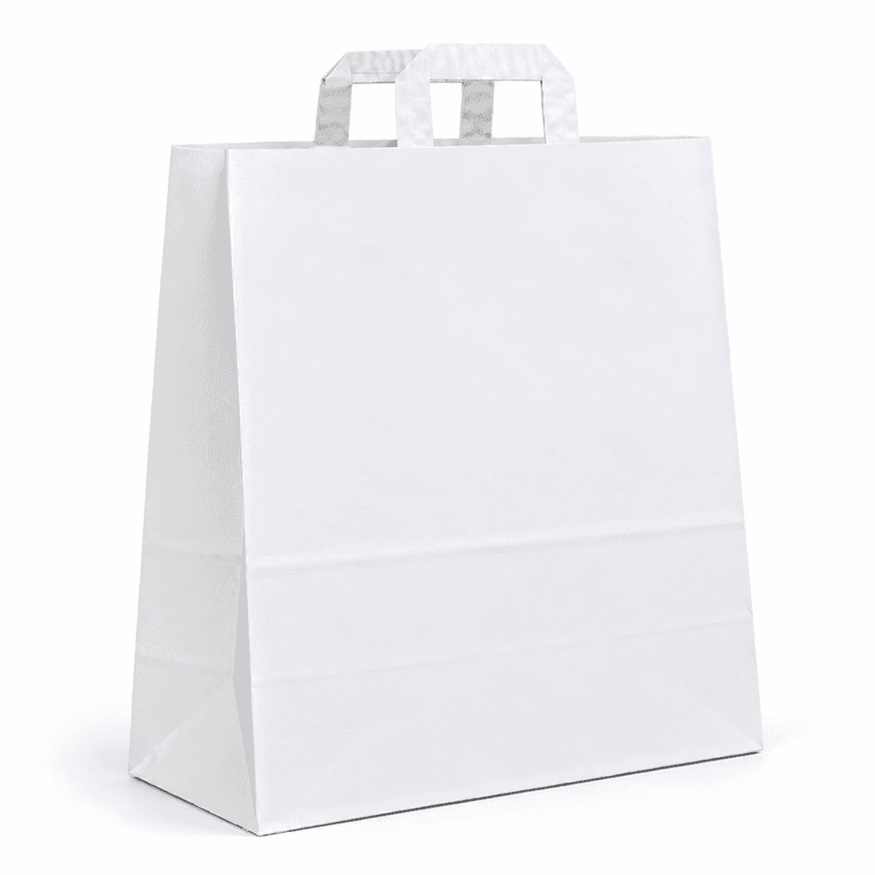 Biela papierová taška s plochým papierovým uchom – 32x14x42cm