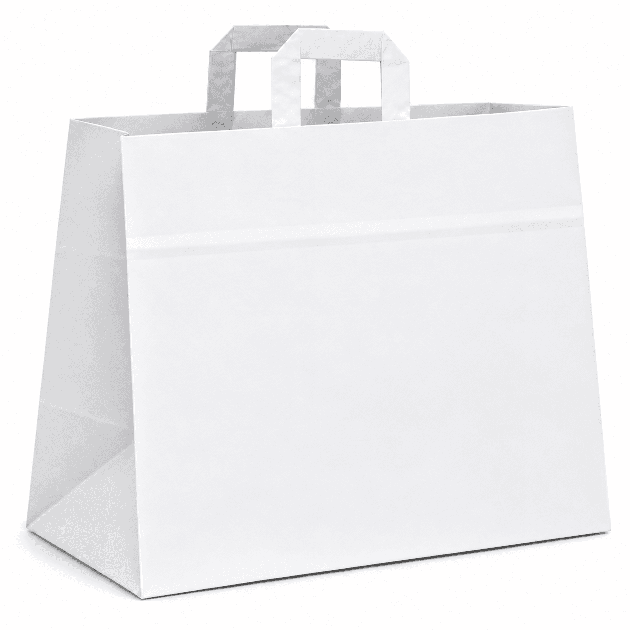 Biela papierová taška s plochým papierovým uchom – 32x16x27cm