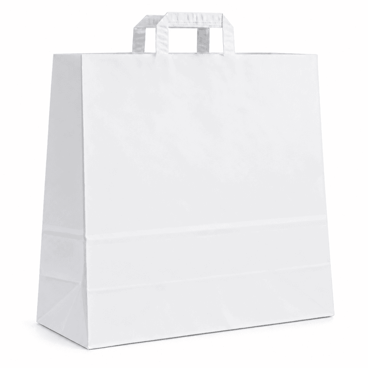 Biela papierová taška s plochým papierovým uchom – 40x16x45cm
