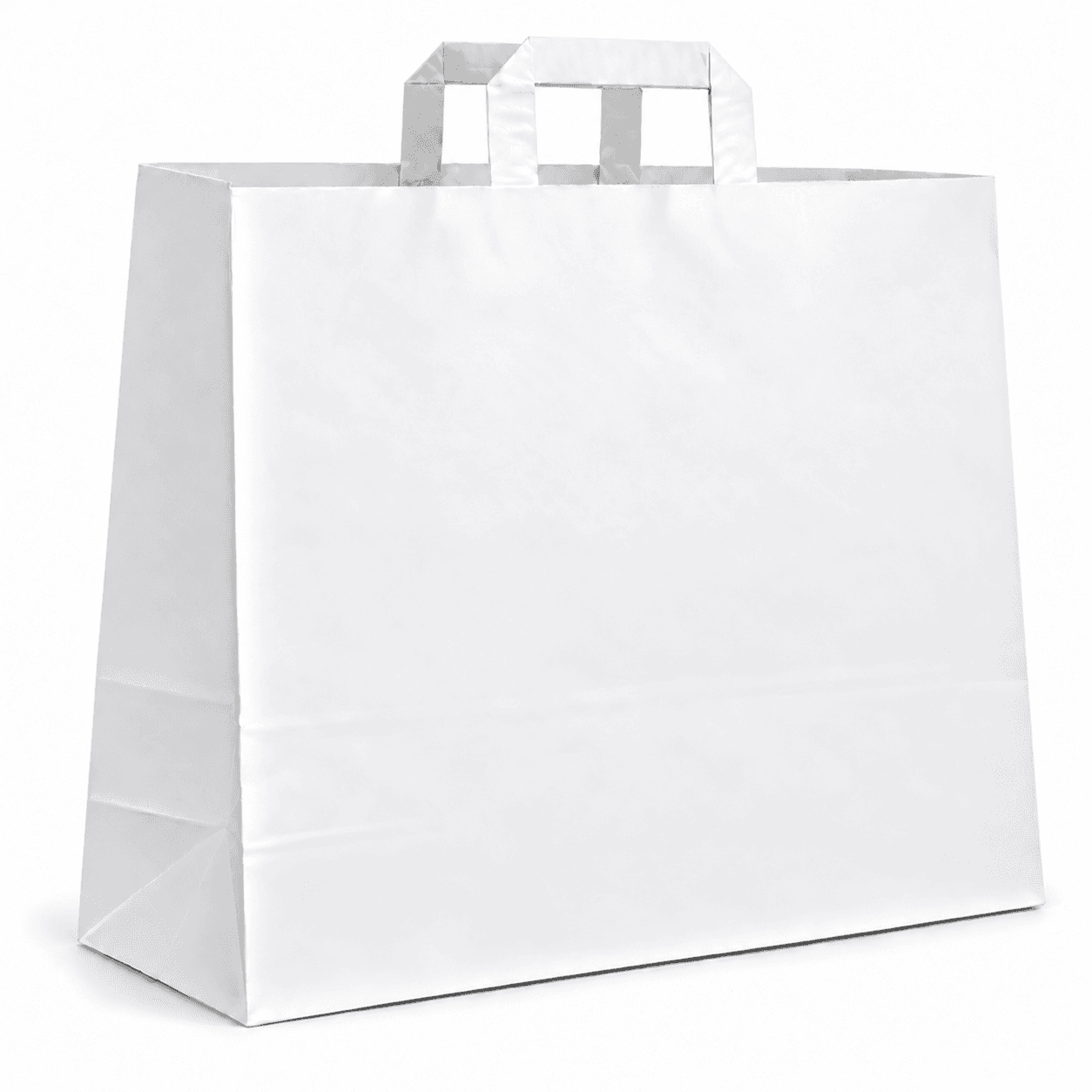 Biela papierová taška s plochým papierovým uchom – 45x17x45cm