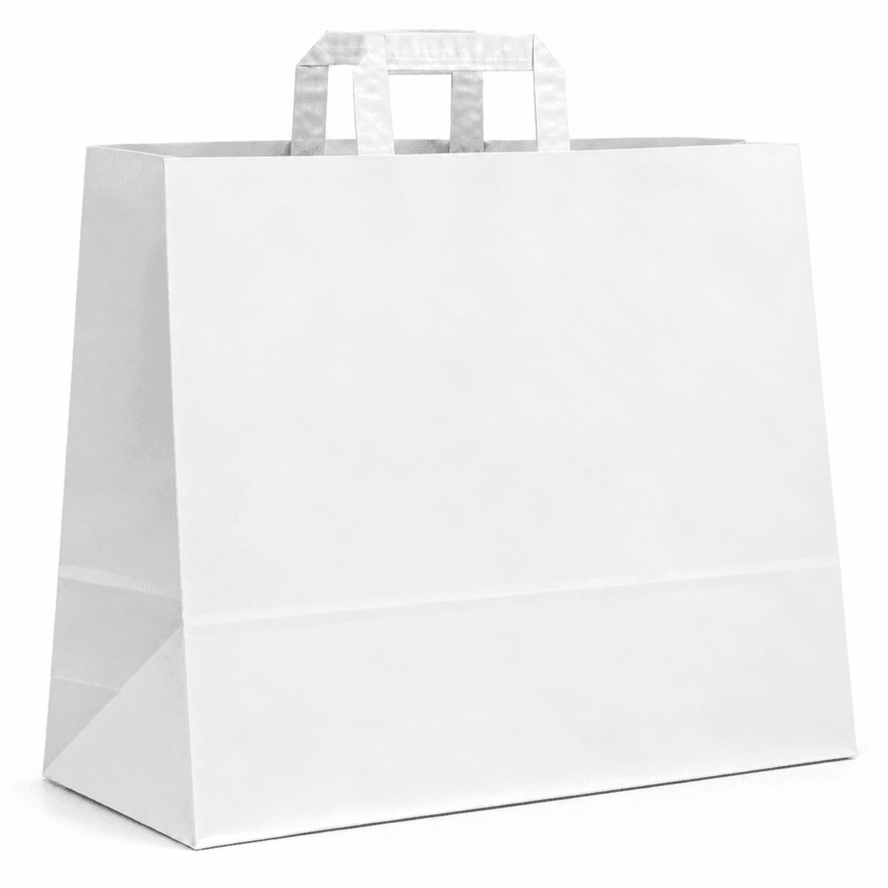 Biela papierová taška s plochým papierovým uchom – 45x17x48cm