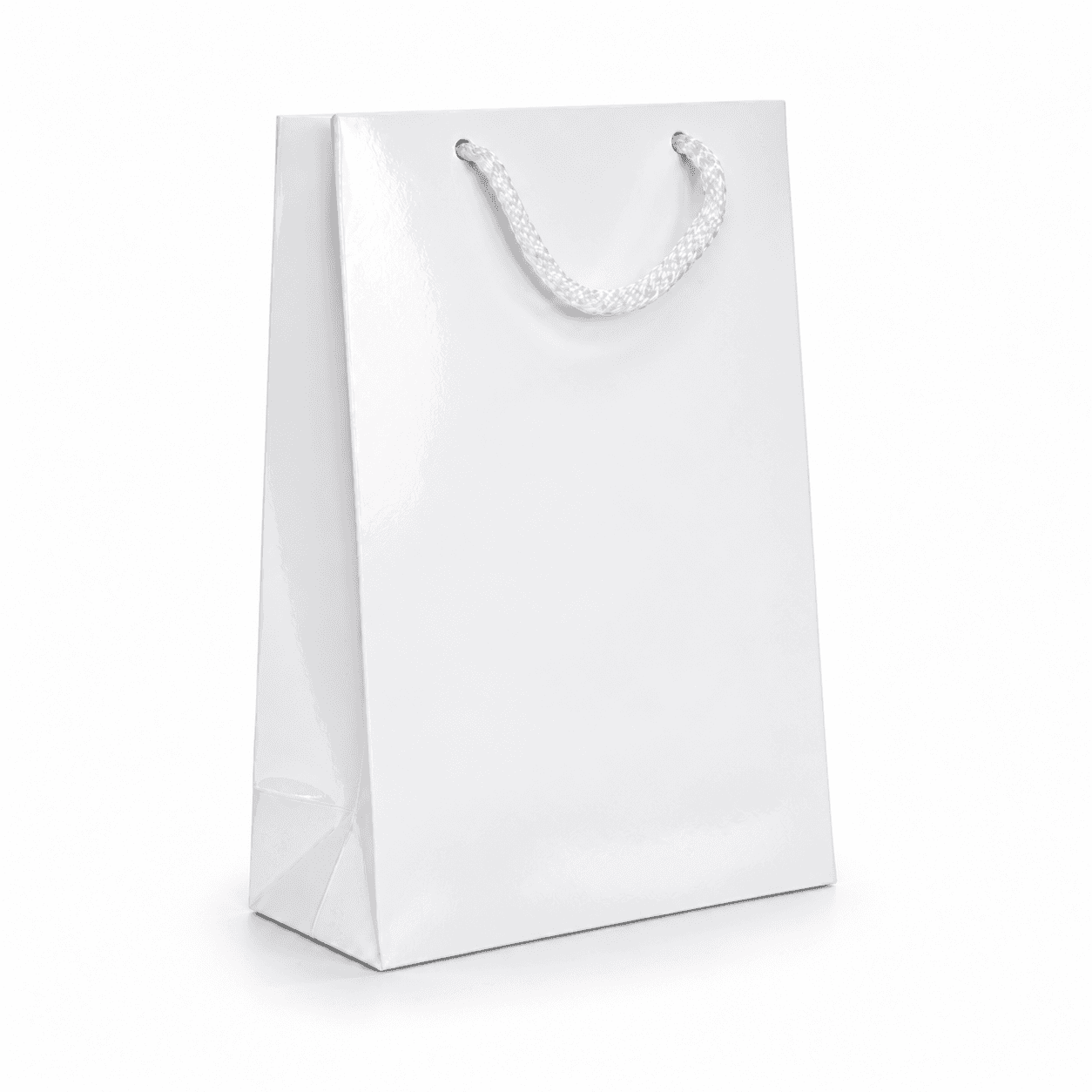 Laminovaná taška – 17x7x25cm · Biela