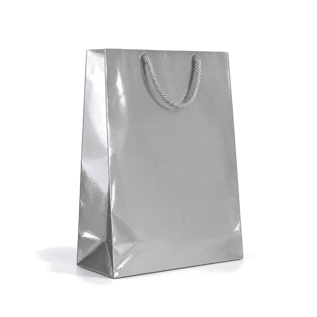 Laminovaná taška – 17x7x25cm · Strieborná