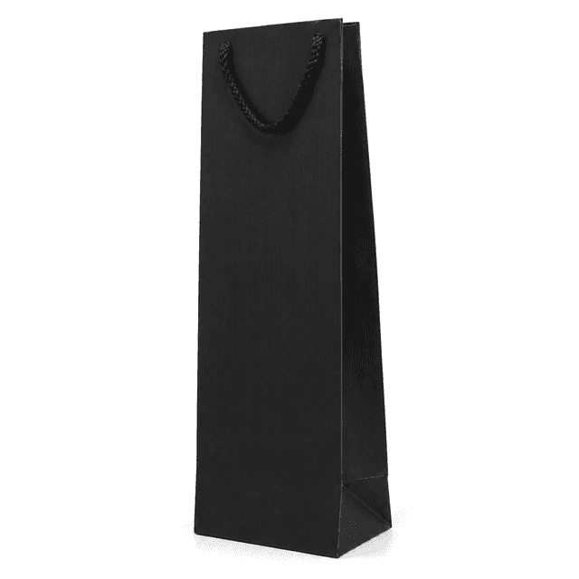 Taška na víno s textilným uchom – 11x9x40cm · Čierna · bez potlače